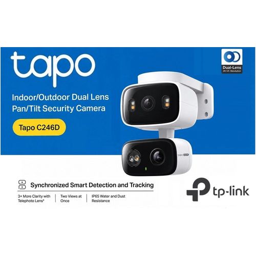 Caméra Wi-Fi Tapo Double Objectif 2K 3MP + 3MP Motorisée Extérieure (C246D)