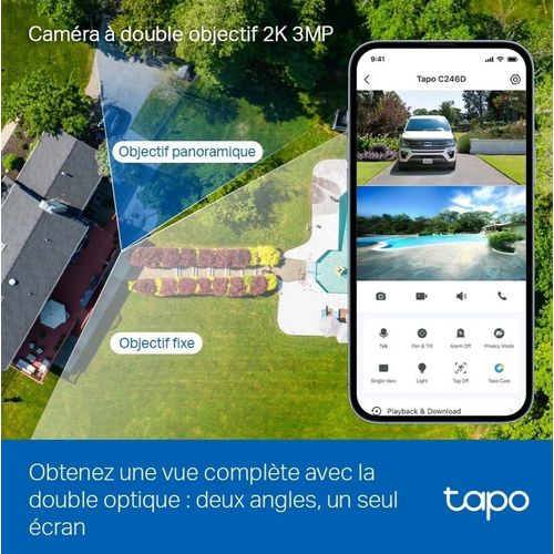 Caméra Wi-Fi Tapo Double Objectif 2K 3MP + 3MP Motorisée Extérieure (C246D) - 4