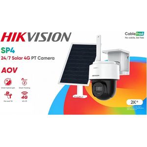 كاميرا Hikvision بشريحة 4G تعمل بالطاقة الشمسية بدقة 4MP بمحرك دوران وبطارية مع صوت (DS-2CFSP4/4G)
