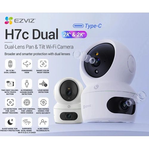 كاميرا داخلية EZVIZ H7c Dual بعدستين 2K+ بدقة 4MP + 4MP بواي فاي 6 ودوران 360° - 2