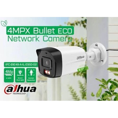 كاميرا IP Dahua بدقة 4MP من نوع Bullet بإضاءة Smart Dual Light و PoE مع ميكروفون (IPC-B1E49-A-IL) - 4