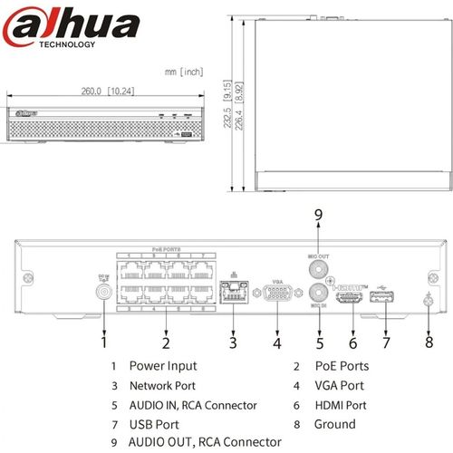 مسجل NVR Dahua بـ 8 قنوات و 8 منافذ PoE بدقة 8MP وضغط H.265+ (NVR1108HS-P-S3/H) - 6