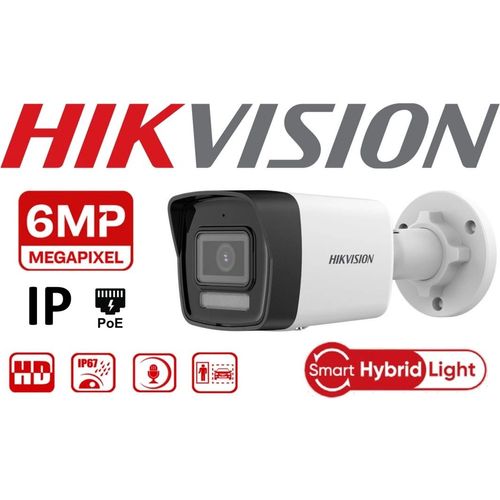 Caméra IP Hikvision 6MP Bullet Smart Hybrid Light avec Micro (DS-2CD1063G2-LIU)