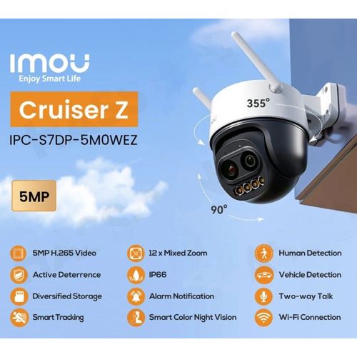 Caméra Wi-Fi IMOU Cruiser Z 5MP Double Objectif Zoom 12x Motorisée (IPC-S7DP-5M0WEZ) - 6