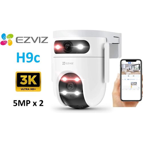 كاميرا واي فاي EZVIZ H9C Dual 3K بعدستين خارجية 360° مع رؤية ليلية ملونة
