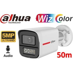 كاميرا Dahua HDCVI 5MP Bullet WizColor بإضاءة مزدوجة 50 م مع صوت (HAC-HFW1549X-IL-A-PRO)