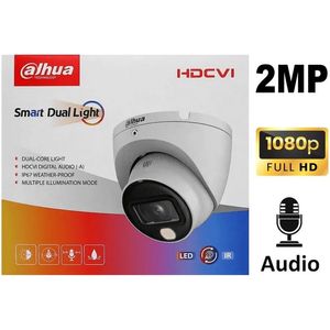كاميرا Dahua HDCVI 2MP قبة بإضاءة Smart Dual Light مع صوت (HAC-HDW1200TLMP-IL-A)