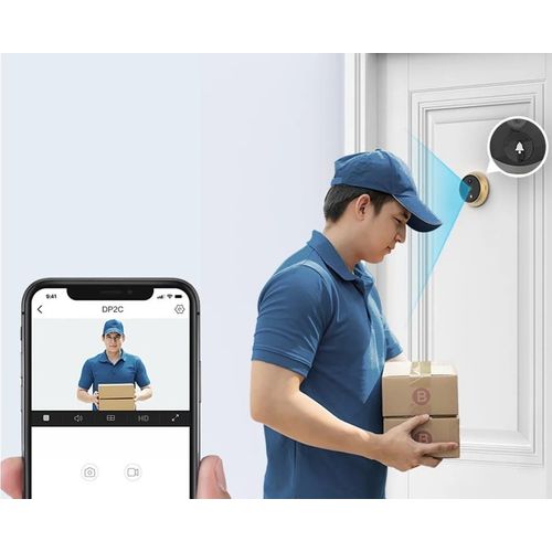 جرس باب بكاميرا وعين باب EZVIZ DP2C Full HD واي فاي مع شاشة 4.3 بوصة وبطارية - 4