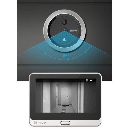 جرس باب بكاميرا وعين باب EZVIZ DP2C Full HD واي فاي مع شاشة 4.3 بوصة وبطارية - 6