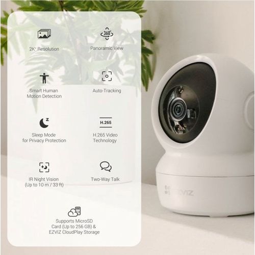 كاميرا واي فاي EZVIZ H6C Pro 2K 3MP داخلية متحركة 360° - 3