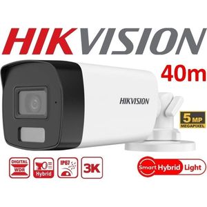 Caméra Hikvision Turbo HD 3K 5MP Bullet Smart Hybrid Light 40m Étanche (DS-2CE17K0T-LFS)