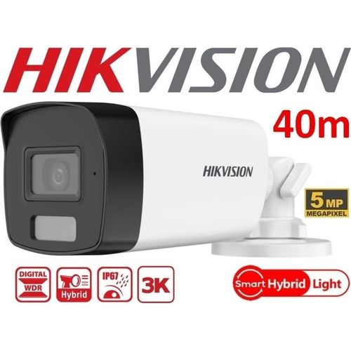 Caméra Hikvision Turbo HD 3K 5MP Bullet Smart Hybrid Light 40m Étanche (DS-2CE17K0T-LFS)