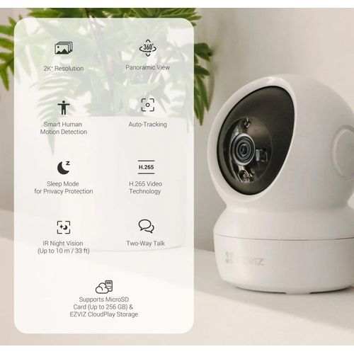 كاميرا واي فاي EZVIZ H6C Pro 2K+ 4MP داخلية متحركة 360° - 6