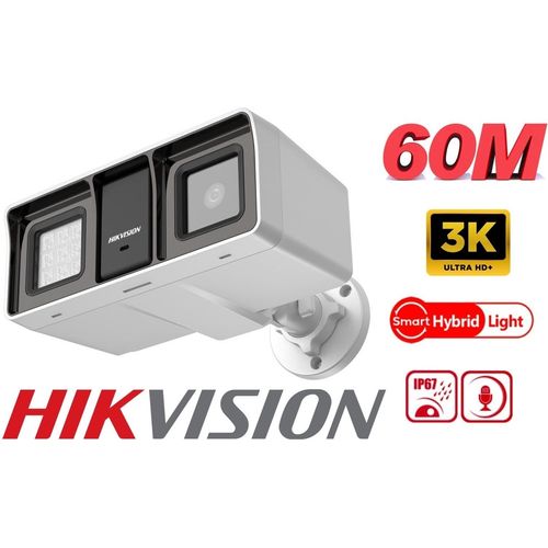 Caméra Hikvision Turbo HD 3K Bullet Smart Hybrid Light 60 m avec Audio (DS-2CE18K0T-LFS)