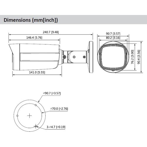 كاميرا داهوا HDCVI بدقة 5MP نوع Bullet مقاومة للماء بأشعة 80 م وعدسة 3.6 مم (HAC-HFW1500TH-I8) - 6