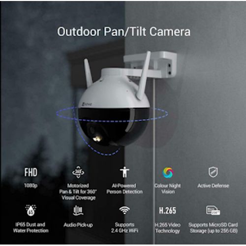 كاميرا واي فاي EZVIZ C8C بدقة 2MP Full HD خارجية دوارة 360° ملونة مقاومة للماء IP65 - 5