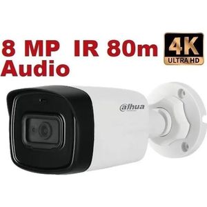 كاميرا داهوا HDCVI بدقة 8MP 4K نوع Bullet بأشعة 80 م مع ميكروفون IP67 (HAC-HFW1800TL-A)