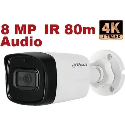 Caméra Dahua HDCVI 8MP 4K Bullet IR 80 m avec Micro, Étanche IP67 (HAC-HFW1800TL-A)