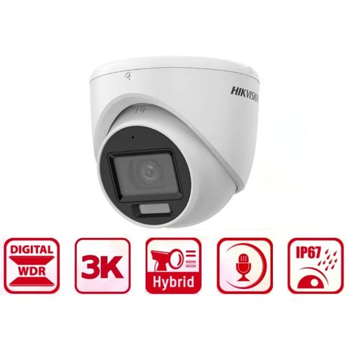 كاميرا هيكفيجن Turbo HD بدقة 3K نوع قبة بإضاءة Smart Hybrid Light مع صوت (DS-2CE76K0T-LMFS) - 3