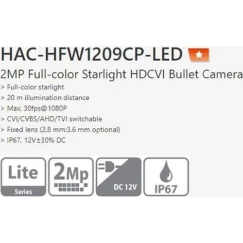 Caméra Dahua HDCVI 2MP Bullet Full Color avec Audio (HAC-HFW1209CP-A-LED) - 4