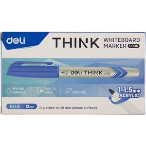 Marqueur DELI THINK U006 Bleu pack 12pcs