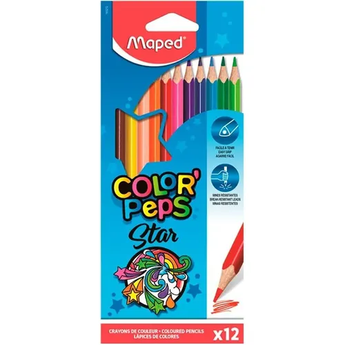Crayons de couleurs Maped Color Peps Star 12 couleurs Long