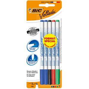 Marqueur BIC Velleda pointe fine - Couleurs Assorties, Pochette de 5