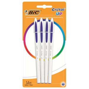 Stylo Bic Cristal Up - Couleurs Assorties, Pochette de 4