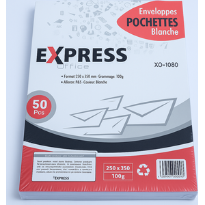 Enveloppes Pochettes Blanche EXPRESS Office Format 250 x 350mm 100g  XO-1080 Lot 50 pcs