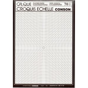 ورق شفاف للرسم بالمقياس من CONSON بوزن 70 جم / متر مربع مكعب، مكعب يحتوي على 50 ورقة