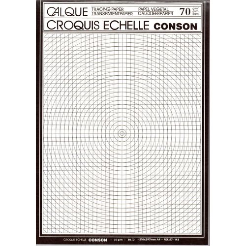 Papier Calque Croquis Echelle CONSON 70g/m² Bloc 50 feuilles