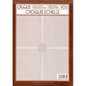 ورق شفاف للرسم الهندسي بمقياس 90 جرام/متر مربع، بلوك مكون من 50 ورقة