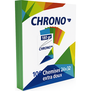 Chemises cartonnées CHRONO 180g 24x32 extra doux Ramette de 100 - Vert