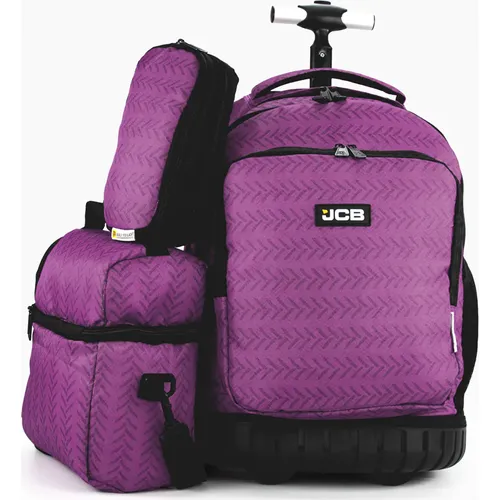 Pack Cartable Trolley JCB + Sac goûter + Trousse – Mauve