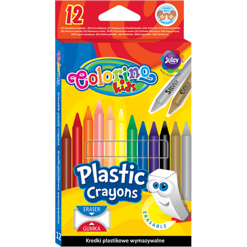 Crayons de couleurs plastique Colorino kids  (12 couleurs + gomme)