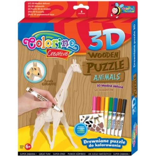 Puzzle 3D en bois Animaux Colorino Creative + mini feutre + autocollant - 2