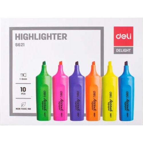 Surligneurs DELI Highlighter S621 pack de 10 Jaune