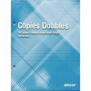 Double Feuilles Petit format Blanche 100P 90g perforées Ancor