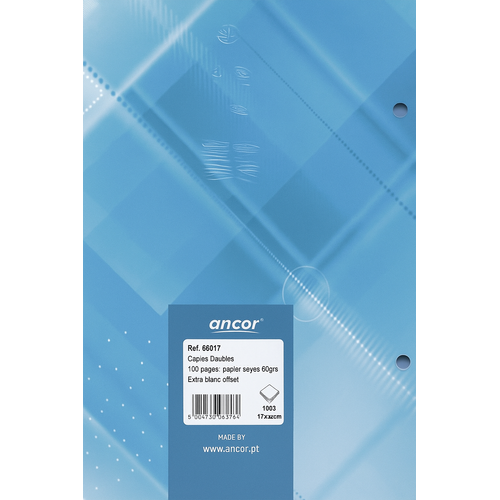 ورق مسطر بحجم صغير بيضاء 100 ورقة 90 جم مثقوبة من Ancor - 2