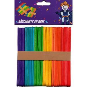 Bâtonnets en bois Mash Malow  colorés pack de 50 pcs 