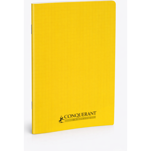 Cahier CONQUERANT 24X32 192p piqué 90g Grand Carreaux-Jaune