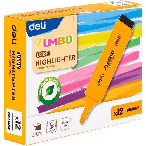 Surligneurs Deli Jumbo U366 HIGHLIGHTER - Orange Pack de 12
