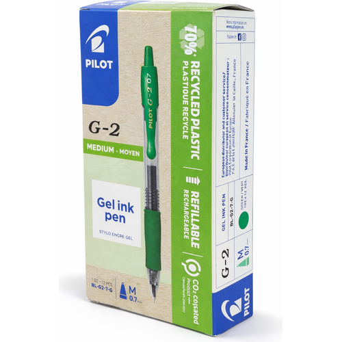 Stylo PILOT G2-7 GRIP Vert Pack de 12pcs