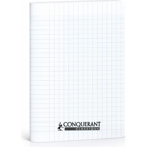 Cahier CONQUERANT A5 140p piqué 90g Grand Carreaux-Transparent