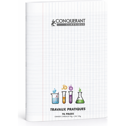 Cahier CONQUERANT TP 24x32 96p piqué 90g Grand Carreaux-transparant