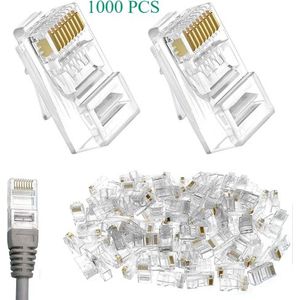 Boite de 1000 connecteurs pour câble réseau Ethernet RJ45 8 fils Cat 6 UTP Transparent standard