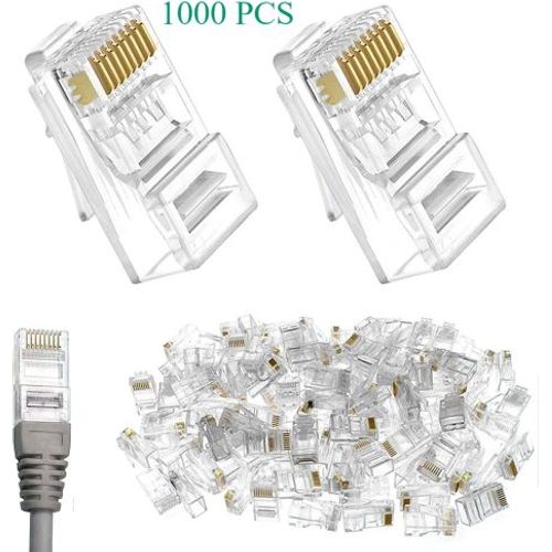 Boite de 1000 connecteurs pour câble réseau Ethernet RJ45 8 fils Cat 6 UTP Transparent standard