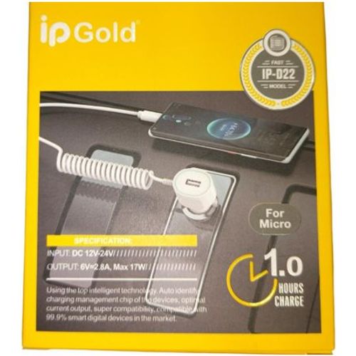 شاحن سيارة آي بي ذهبي 12 فولت / 24 فولت ، لمايكرو 2.8 أمبير ، آي بي-دي 22 - 2