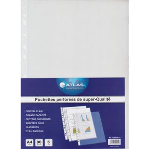 Pochettes perforées ATLAS A4 80mic 5pcs