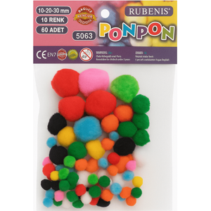 Pompon Rubines 10-20-30mm 60pcs